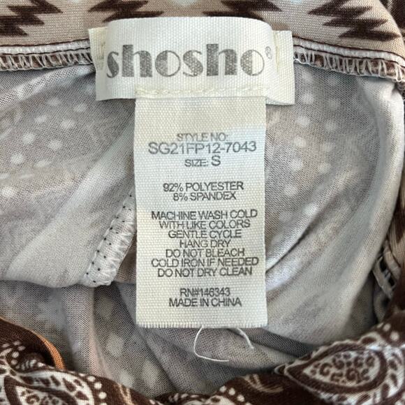 Shosho Brown Aztec Paisley Floral Stripe Flared T-Shirt Legging Pants Small - Picture 3 of 10